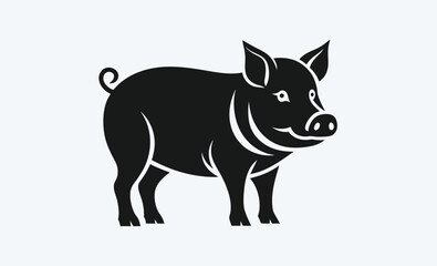 Female pig silhouette icon, pig silhouette vector, female pig icon, pork symbol, BBQ pig silhouette