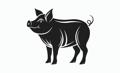 Female pig silhouette icon, pig silhouette vector, female pig icon, pork symbol, BBQ pig silhouette