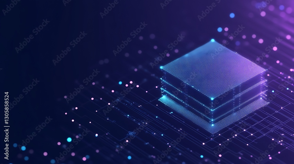Poster A visual representation of an innovative algorithm for automated hedge funds in a glowing digital style.