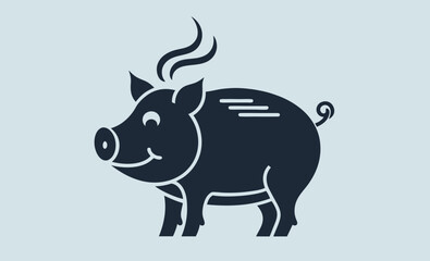Female pig silhouette icon, pig silhouette vector, female pig icon, pork symbol, BBQ pig silhouette