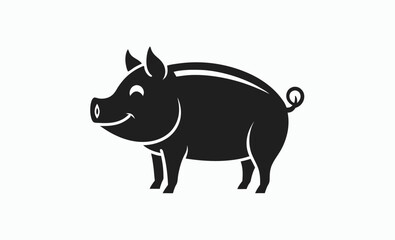 Female pig silhouette icon, pig silhouette vector, female pig icon, pork symbol, BBQ pig silhouette