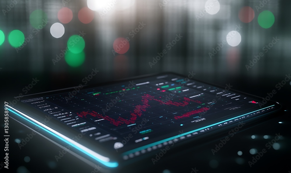 Aufkleber Automated AI financial interface showcasing investment concepts in a glowing aesthetic.