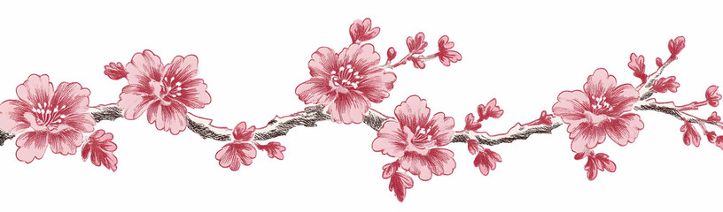 Obraz premium Pink cherry blossom branch, spring (1)