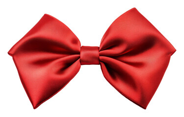 Red satin bow on transparent background, elegant fashion accessory. Classic style concept