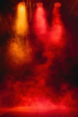Fototapeta premium Colorful stage lights with fog effects