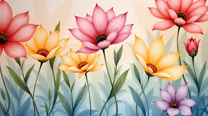 Silk Fan Floral Gradient Patterns