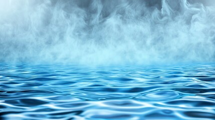 Fototapeta premium Ethereal Mist Over Calm Water Surface with Gentle Ripples and Reflections