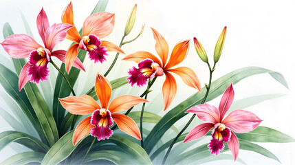 Tropical Orchid Botanical Watercolor
