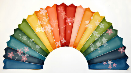 Silk Fan Seasonal Flower Gradient