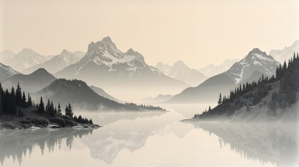 Silk Gauze Mountain Landscape Texture