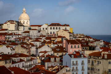 View of the colorful rooftops and buildings of Lisbon.