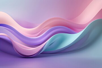 Fototapeta premium Dreamy Pastel Gradient Background with Smooth Pink Purple and Aqua Curves