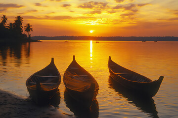 kerala winter sunset fishing