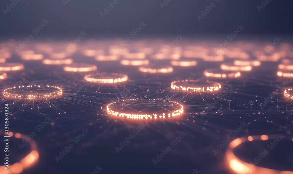 Aufkleber Image of a cryptocurrency blockchain ecosystem interconnect, ideal for tech and finance-related content.