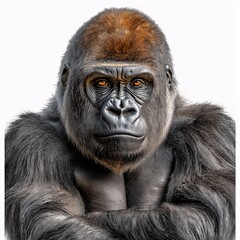 Obraz premium Majestic Gorilla Wildlife Portrait: Discover the Powerful Primate in Its Natural Habitat, Exploring Conservation and Endangered Species Awareness
