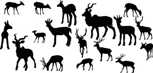 Goat Vector Illustration Collection - A stunning black and white collection of various goat silhouettes