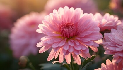 Fototapeta premium beautiful pink chrysanthemum in the garden