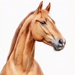 Fototapeta premium Beautiful Chestnut Stallion Portrait: Graceful Equine Headshot on the Farm