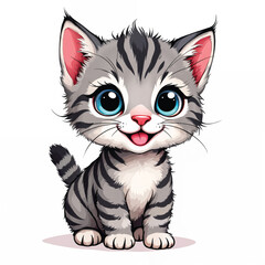 Fototapeta premium Adorable Cartoon Kitten Vector illustration