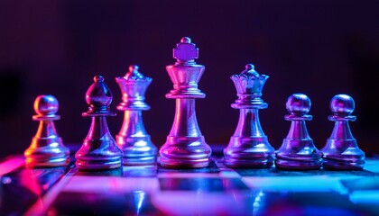 neon chess a strategic game in vibrant light