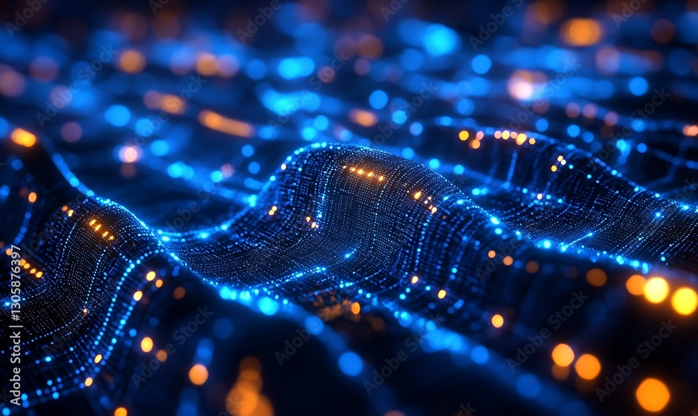 Aufkleber A glowing blockchain-themed image depicting cryptocurrency transactions and mapping elements.
