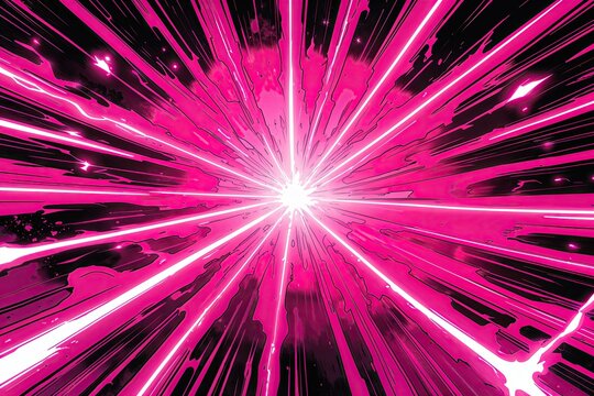 Vibrant Pink Comic Art Canvas with Energizing Radial Designs