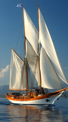 Obraz premium Sailing ship, sea, sunny day, travel