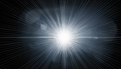 Sparkling White Lens Flare with Glowing Sun Rays, Transparent Vector Background