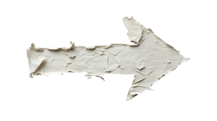 A torn paper arrow pointing right, showcasing texture and depth, perfect for design elements.