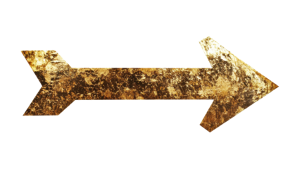 A large, distressed gold arrow pointing right, symbolizing direction and guidance.