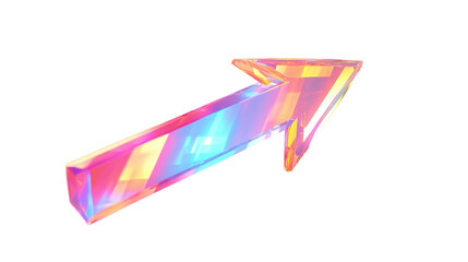 Fototapeta premium A vibrant, glossy arrow pointing right, showcasing an array of rainbow colors reflecting light.