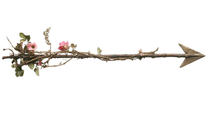 A beautifully crafted arrow entwined with delicate flowers and foliage, symbolizing nature's harmonious blend.