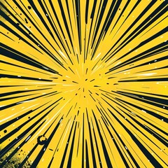 Obraz premium Dynamic yellow burst with black lines and splatters