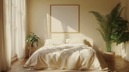 Sunlit Bedroom With Minimalist Decor And Plants