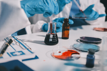 Researchers working in the clinical laboratory