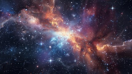 Fototapeta premium Vibrant cosmic nebula filled with stars
