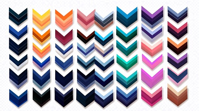 Colorful arrow design elements; various shades; website design; graphic resource