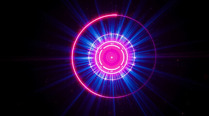 Obraz premium AI Generative. A futuristic neon glowing blue red energy portal with a circular design. 1