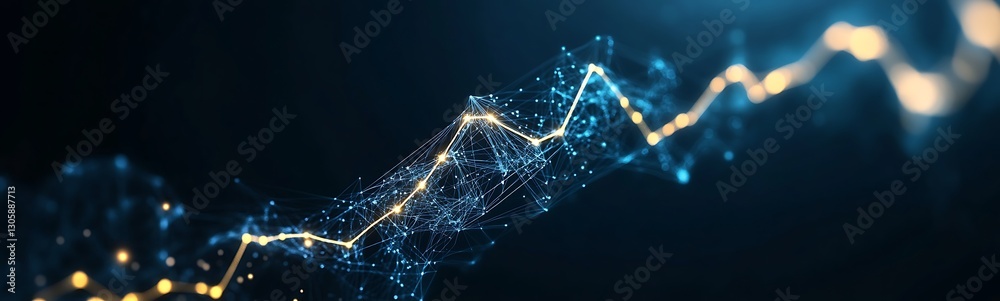 Poster futuristic image highlighting digital economic transformation and innovative fintech concepts.