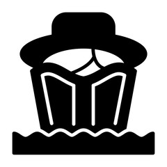 Beach reading Outline Style Icon Design