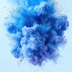 Fototapeta premium Vibrant blue smoke explosion on a light background