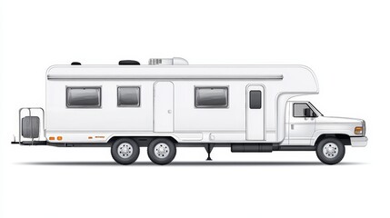 White Class A RV Motorhome Illustration Side View, Sketch Style, Travel Vehicle, RV Camping RV illustration, motorhome design