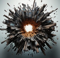 Explosive abstract eruption with sharp textures