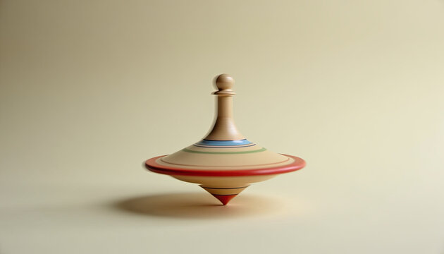 Minimalist spinning top on light background for toy design blogs and physics concept illustrations