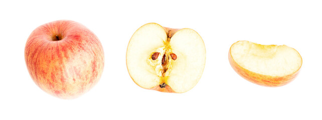 Fresh apple fruit sliced isolated on white background, Red apple