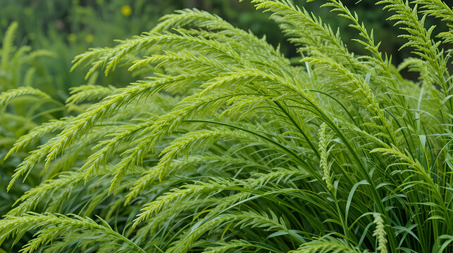 Horsetail Equisetum, genus of vascular plants, department Equisetophyta Ferns. Horsetail sways in the wind. Metamerism, alternation of nodes and internodes. Leaves reduced to scales, whorls at nodes