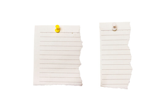 Note paper isolated on transparent background, free space for writing messages.
