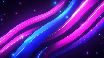 Obraz premium Abstract Neon Waves Purple Blue Glowing Lines