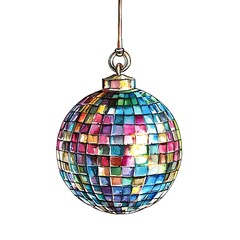 Fototapeta premium Colorful Disco Ball Hanging Ornament.