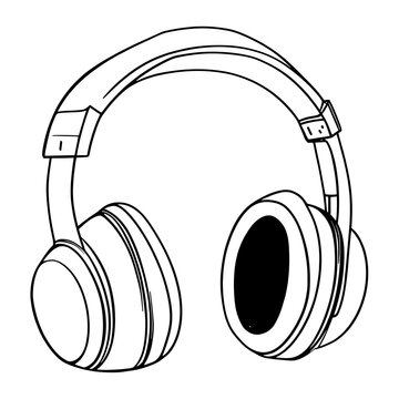 black and white headphones clip art preview